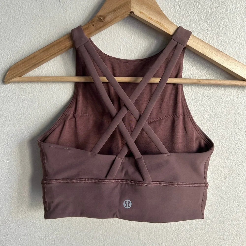 LULULEMON Energy Bra High Neck Longline Tough Dark Oxide Sports Bra Size 4